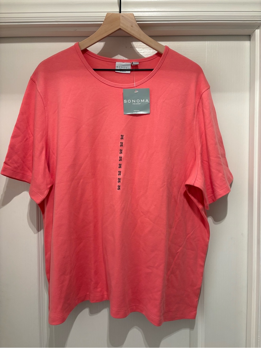 Women’s Sonoma Lifestyle coral pink short-sleeve crewneck t-shirt size 3X NWT